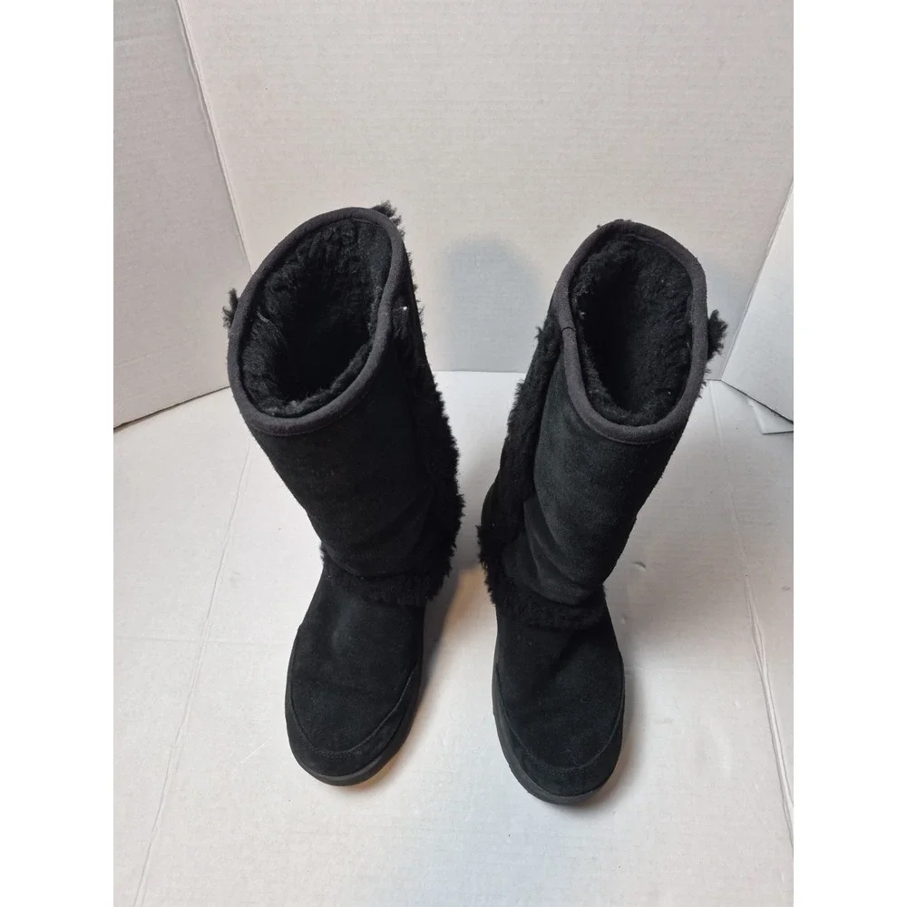 UGG 1017511 Adirondack Grandle Black Suede Sheepskin Boots Vibram Sole Women's 8